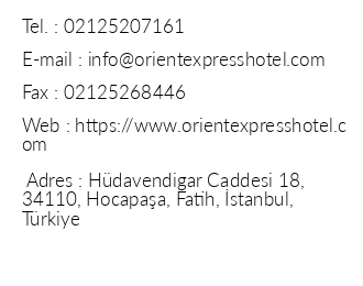 Orient Express Hotel iletiim bilgileri